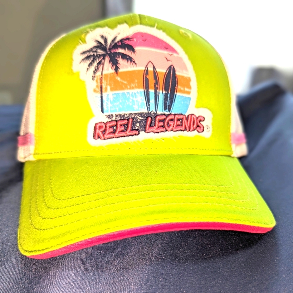 NWT, Reel Legends,Neon, Surf, Embroidered, Adjustable, Baseball Cap - Girls Osfm